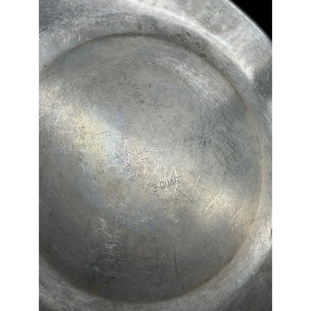 Vintage Flint Ekco 3 Quart Saucepan Stainless Steel Radiant Heat Core with Lid